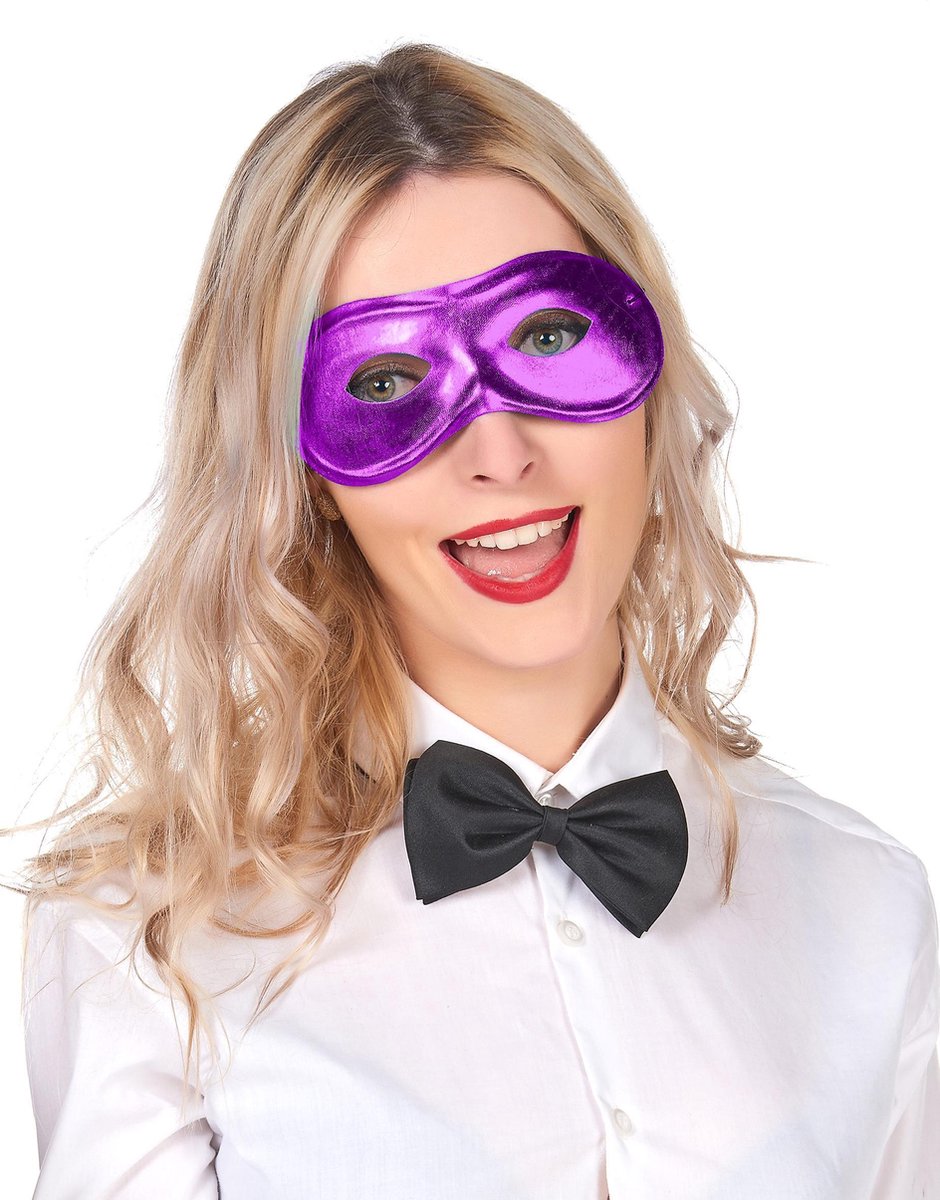 NINGBO PARTY SUPPLIES - Metaal-paars masker voor volwassenen - Maskers > Masquerade masker